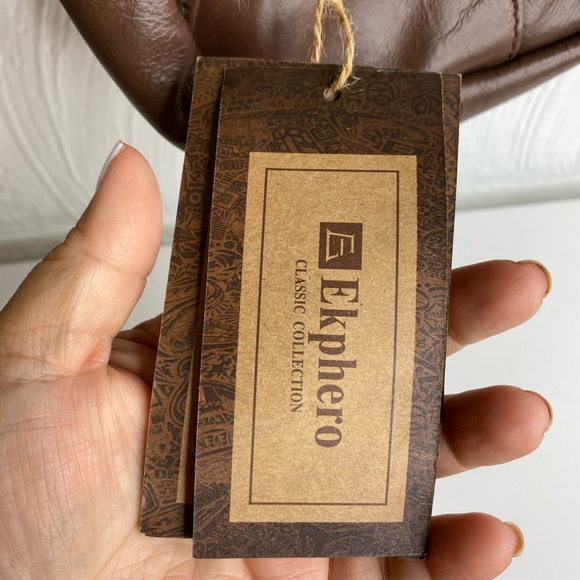 NWT Ekphero® Men  Leather Crossbody Bag Coffee - Picture 4 of 9